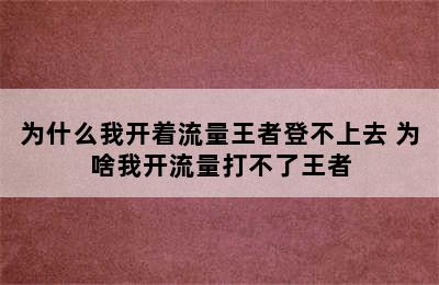 为什么我开着流量王者登不上去 为啥我开流量打不了王者